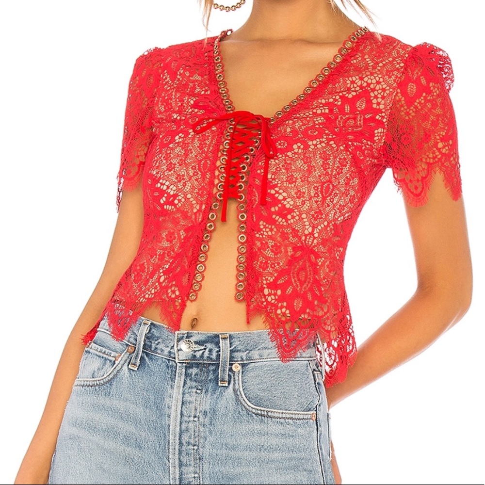MAJORELLE red lace top